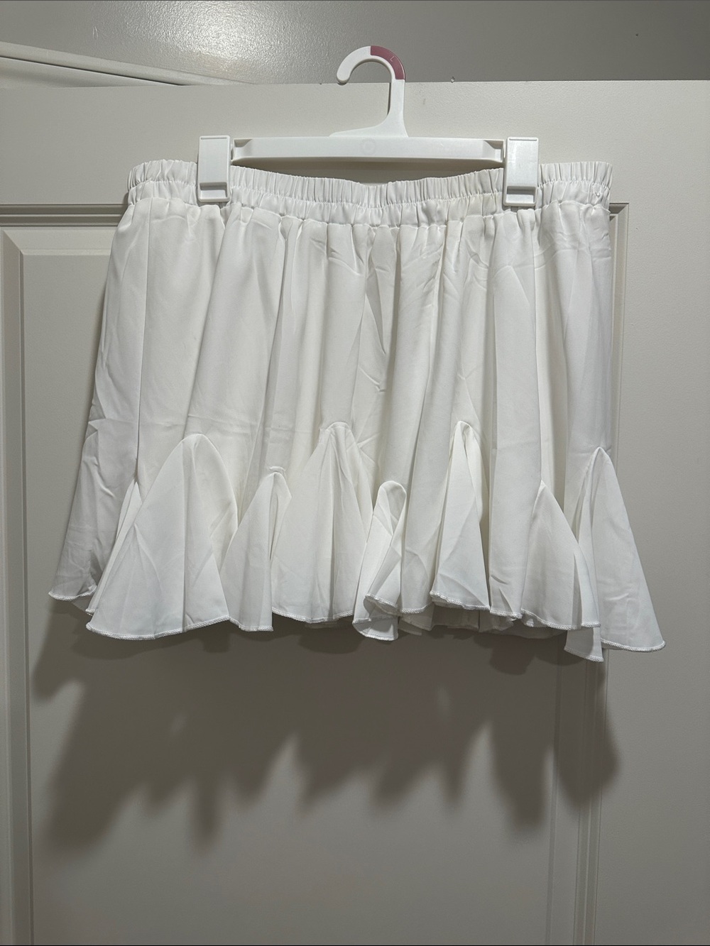 White Ruffle Mini Skirt - Lightweight Flowy Design